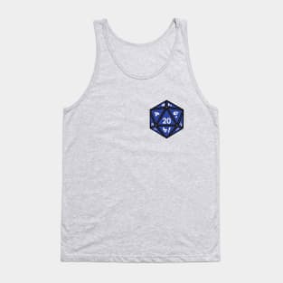 (Pocket) Blue D20 dice (White Outline) Tank Top